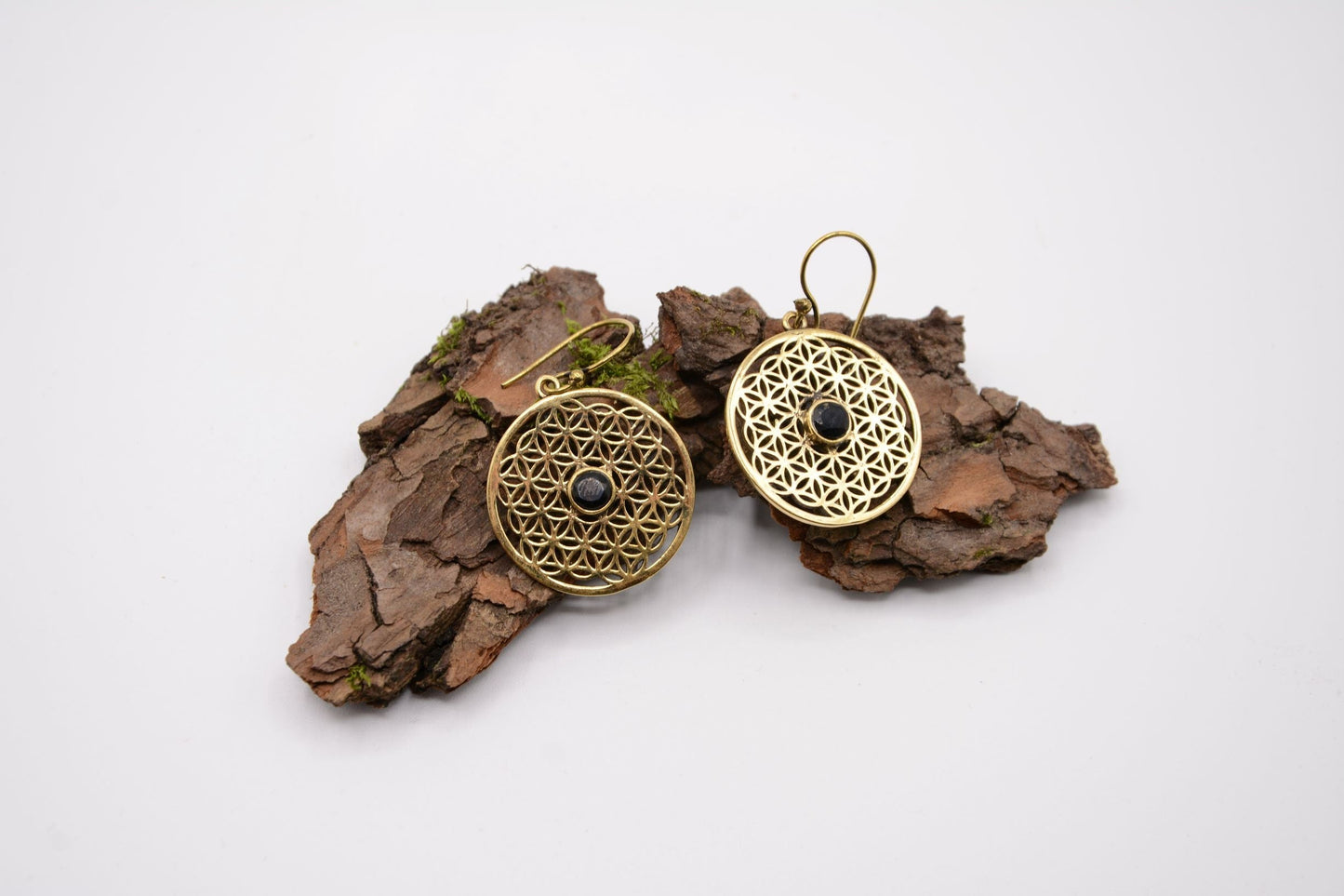 Hängeohrringe "BLUME DES LEBENS" mit Edelstein