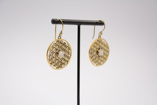 Hängeohrringe "BLUME DES LEBENS" mit Edelstein